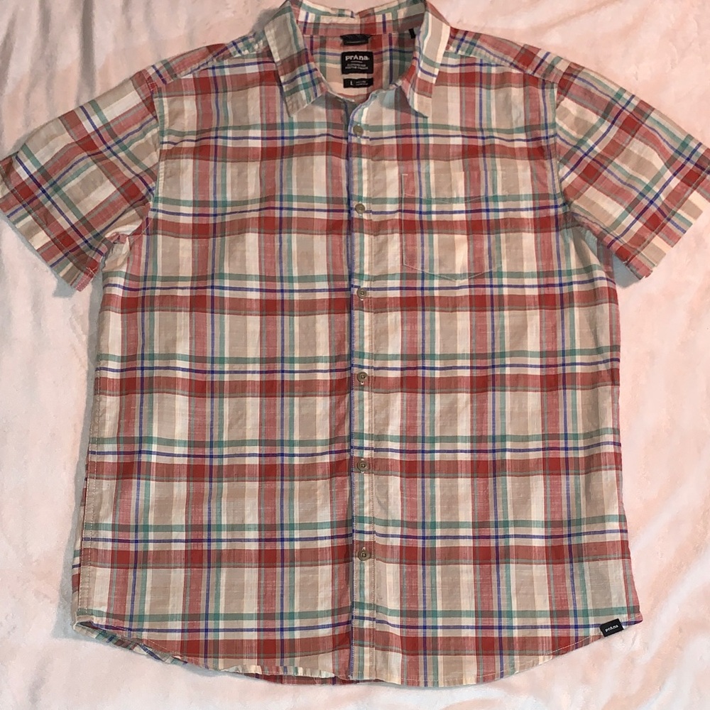 Prana Groveland Plaid Button Down Sz L Men’s Shirt
